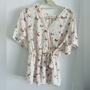 Sienna Sky Floral Top with Tie Waist